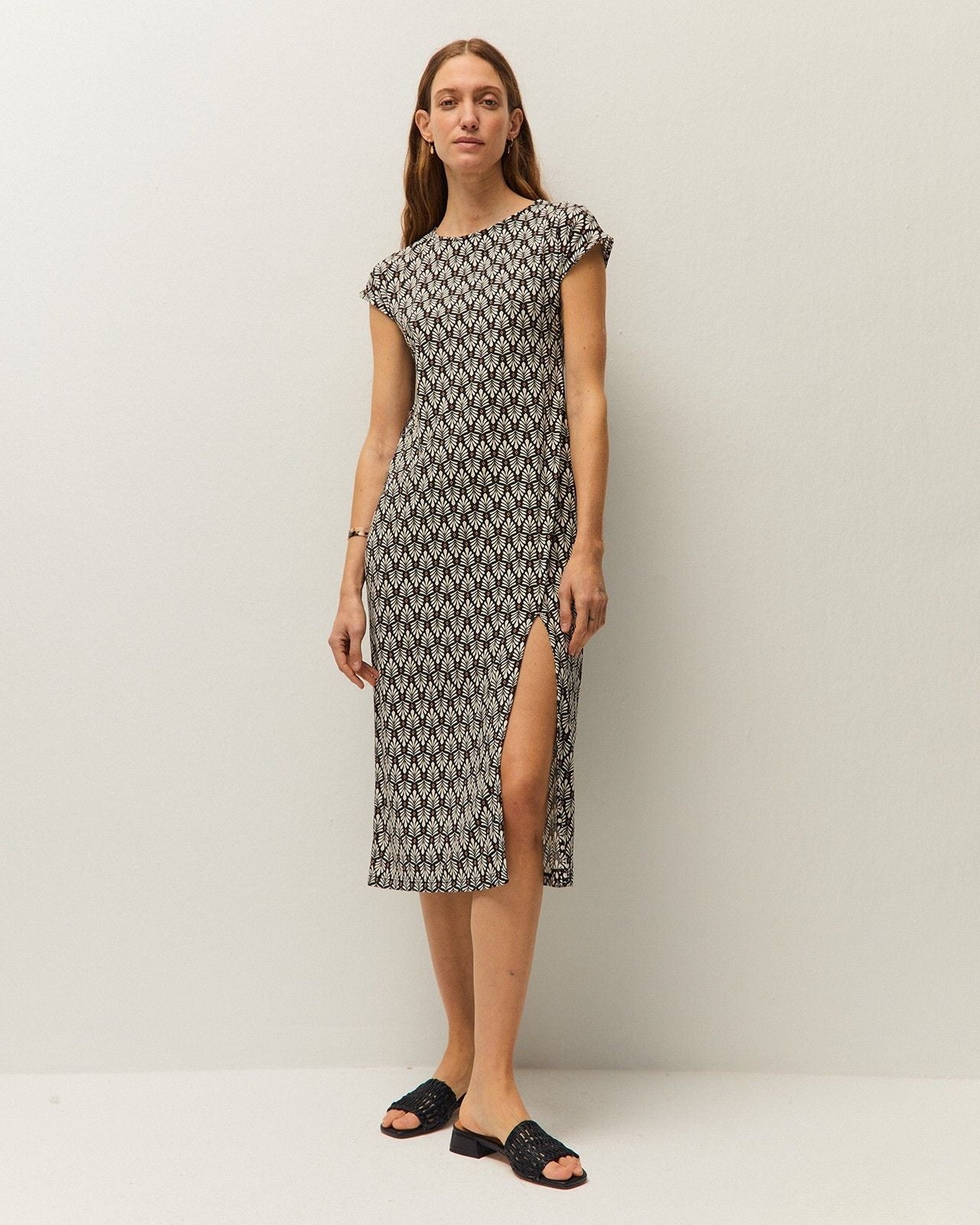 Printed ruched dress