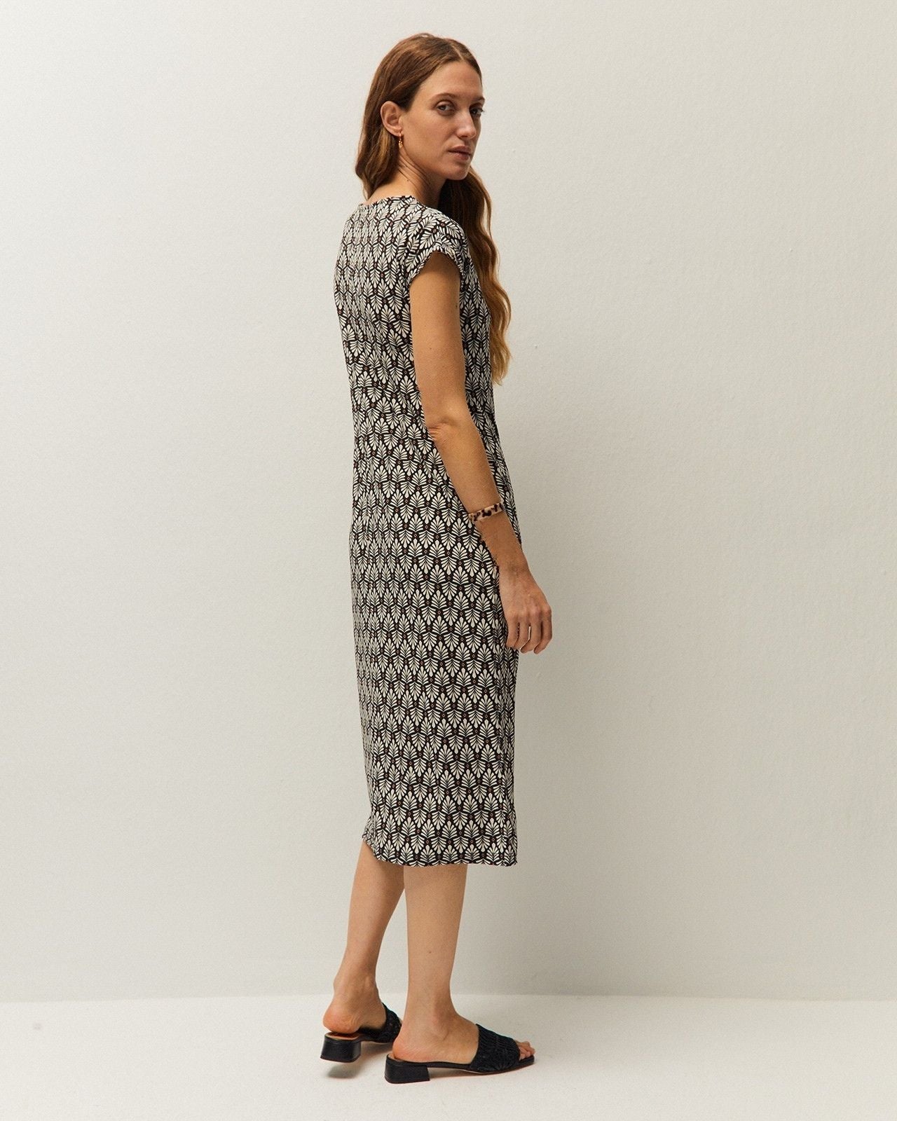 Printed ruched dress
