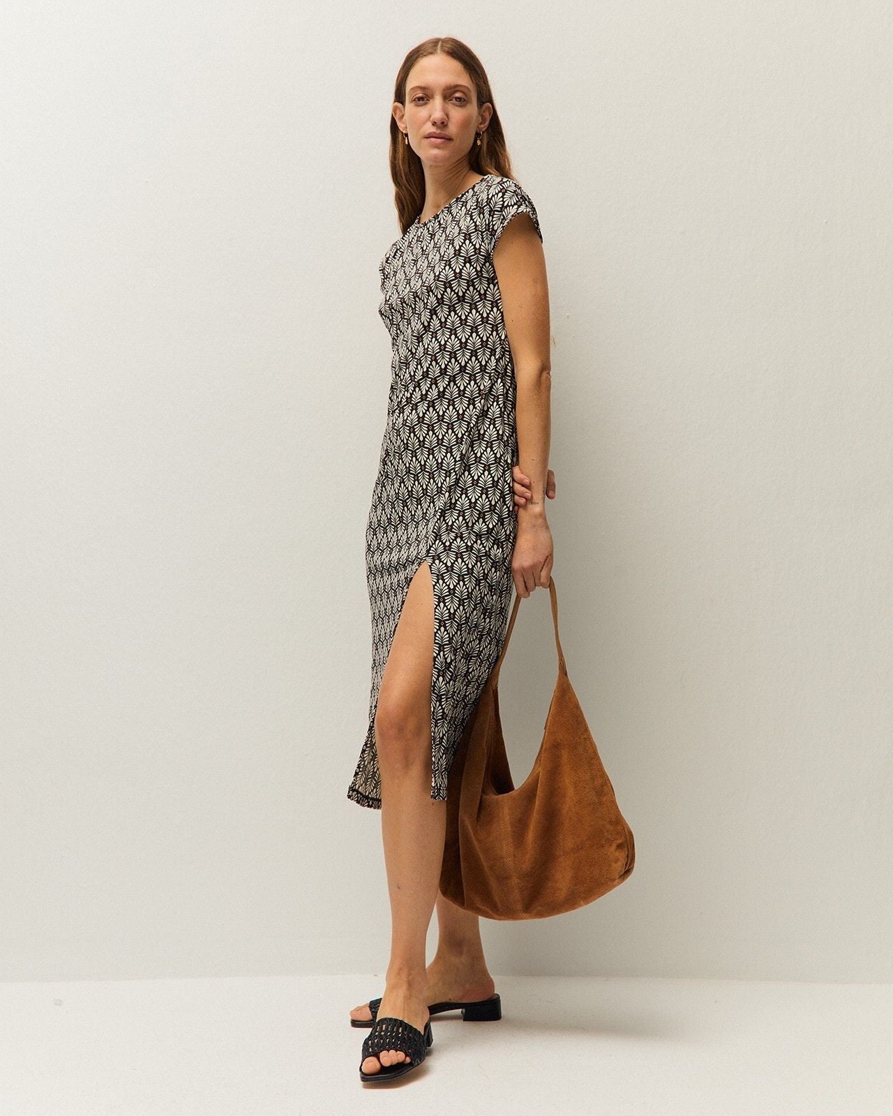 Printed ruched dress