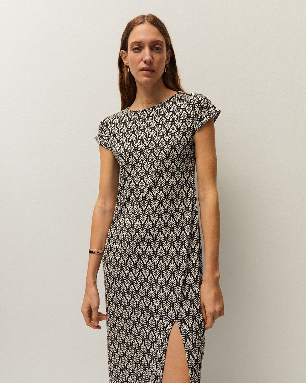 Printed ruched dress