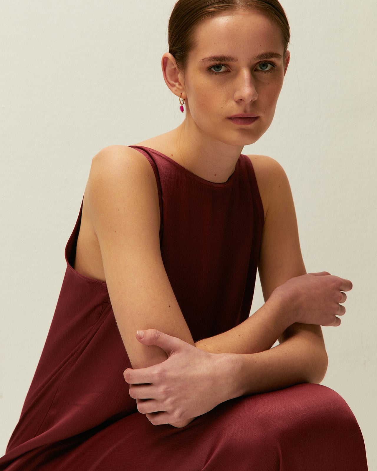Robe longue col rond